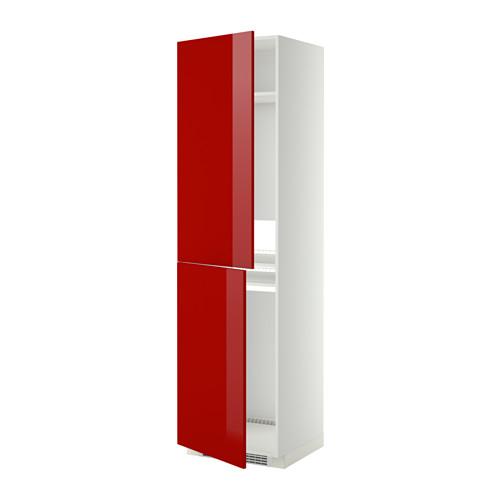 МЕТОД Высок шкаф д холодильн/мороз - 60x60x220 см, Рингульт глянцевый красный, белый