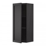 МЕТОД Шкаф навесной с полкой - под дерево черный, Лерх черная морилка, 40x100 см МЕТОД Шкаф навесной с полкой - под дерево черный, Лерх черная морилка, 40x100 см