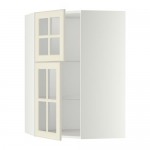 МЕТОД Углов навесной шкаф+полки/2 сткл дв - белый, Будбин белый с оттенком МЕТОД Углов навесной шкаф+полки/2 сткл дв - белый, Будбин белый с оттенком