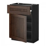 МЕТОД / ФОРВАРА Напольн шкаф с полкой/ящиком/дверью - под дерево черный, Эдсерум под дерево коричневый, 60x37 см