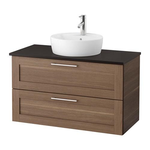 ГОДМОРГОН/ТОЛКЕН / ТОРНВИКЕН Шкаф п-раковину/столешн45/раковина - антрацит, под грецкий орех ГОДМОРГОН/ТОЛКЕН / ТОРНВИКЕН Шкаф п-раковину/столешн45/раковина - антрацит, под грецкий орех