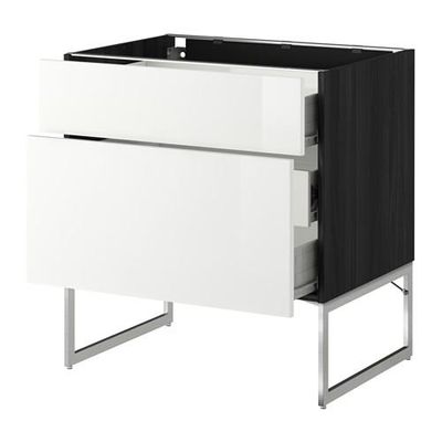 МЕТОД / ФОРВАРА Наполн шк 2 фрнт/3 средн ящ - 80x60x60 см, Рингульт глянцевый белый, под дерево черный