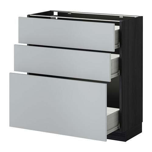 МЕТОД / ФОРВАРА Напольный шкаф с 3 ящиками - 80x37 см, Веддинге серый, под дерево черный МЕТОД / ФОРВАРА Напольный шкаф с 3 ящиками - 80x37 см, Веддинге серый, под дерево черный