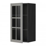 METOD навесной шкаф с полками/стекл дв черный/Будбин серый 40x80 см