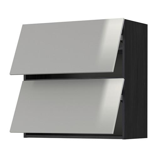 METOD навесной шкаф/2 дверцы, горизонтал черный/Гревста нержавеющ сталь 80x80 см