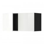 МЕТОД Навесной шкаф с 2 дверями - под дерево черный, Рингульт глянцевый белый