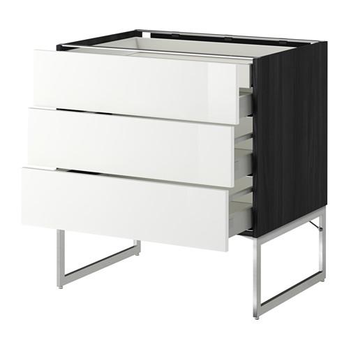 МЕТОД / МАКСИМЕРА Напольн шкаф 3фронт пнл/2низ/2ср ящ - под дерево черный, Рингульт глянцевый белый, 80x60x60 см МЕТОД / МАКСИМЕРА Напольн шкаф 3фронт пнл/2низ/2ср ящ - под дерево черный, Рингульт глянцевый белый, 80x60x60 см