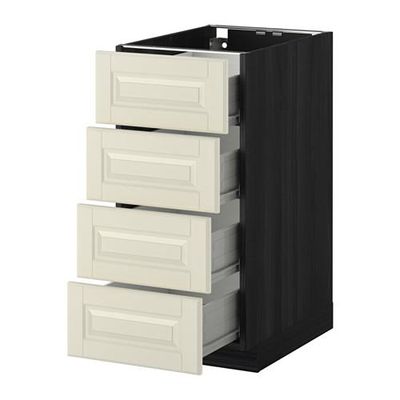 МЕТОД / ФОРВАРА Напольн шкаф 4 фронт панели/4 ящика - 40x60 см, Будбин белый с оттенком, под дерево черный МЕТОД / ФОРВАРА Напольн шкаф 4 фронт панели/4 ящика - 40x60 см, Будбин белый с оттенком, под дерево черный