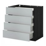 МЕТОД / ФОРВАРА Напольн шкаф 4 фронт панели/4 ящика - 80x60 см, Веддинге серый, под дерево черный МЕТОД / ФОРВАРА Напольн шкаф 4 фронт панели/4 ящика - 80x60 см, Веддинге серый, под дерево черный