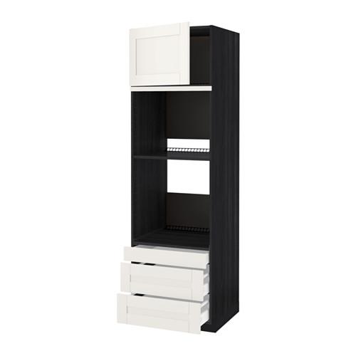 МЕТОД / МАКСИМЕРА Выс шкаф д/дхвк/комб дхвк+двр/3ящ - под дерево черный, Сэведаль белый, 60x60x200 см МЕТОД / МАКСИМЕРА Выс шкаф д/дхвк/комб дхвк+двр/3ящ - под дерево черный, Сэведаль белый, 60x60x200 см