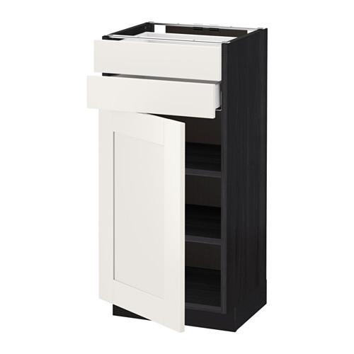 МЕТОД / МАКСИМЕРА Напольный шкаф с дверцей/2 ящиками - под дерево черный, Сэведаль белый, 40x37 см