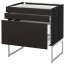 МЕТОД / МАКСИМЕРА Напольн шкаф 3фронт пнл/2низ/2ср ящ - под дерево черный, Кунгсбакка антрацит, 80x60x60 см