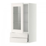 МЕТОД / МАКСИМЕРА Навесной шкаф/стекл дверца/2 ящика - 40x80 см, Лаксарби белый, белый