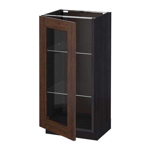 МЕТОД Напольный шкаф со стекл дверцей - под дерево черный, 40x37x80 см МЕТОД Напольный шкаф со стекл дверцей - под дерево черный, 40x37x80 см