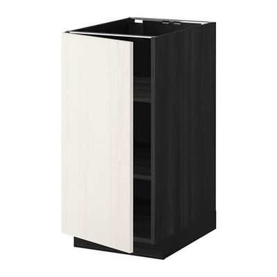 МЕТОД Напольный шкаф с полками - 40x60 см, Росдаль белый ясень, под дерево черный