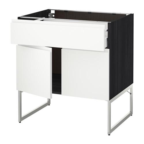 МЕТОД / МАКСИМЕРА Напол шкаф/полки/ящик/2двери - под дерево черный, Воксторп белый, 80x60x60 см МЕТОД / МАКСИМЕРА Напол шкаф/полки/ящик/2двери - под дерево черный, Воксторп белый, 80x60x60 см