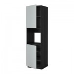 МЕТОД Высок шкаф д/духовки/2дверцы/полки - 60x60x220 см, Веддинге серый, под дерево черный МЕТОД Высок шкаф д/духовки/2дверцы/полки - 60x60x220 см, Веддинге серый, под дерево черный