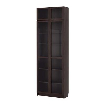 БИЛЛИ Шкаф книжный со стеклянной дверью - черно-коричневый