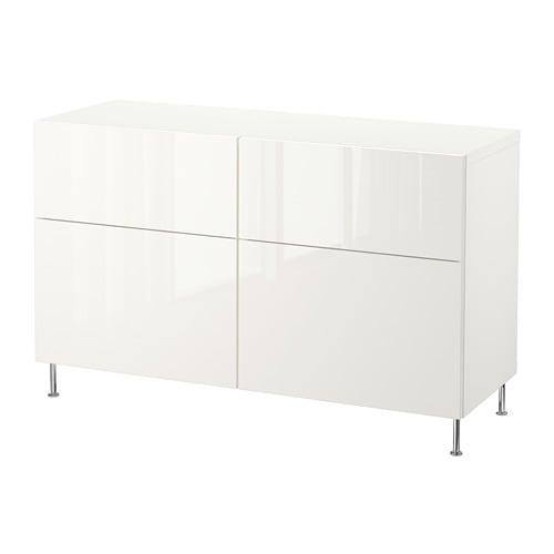 БЕСТО Комб для хран с дверц/ящ - белый глянцевый/белый, направляющие ящика, плавно закр