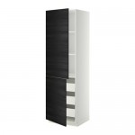 МЕТОД / МАКСИМЕРА Высокий шкаф+полки/3 ящика/2 дверцы - белый, Тингсрид под дерево черный, 60x60x200 см
