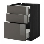 МЕТОД / ФОРВАРА Напольный шкаф с 3 ящиками - 60x60 см, Рингульт глянцевый серый, под дерево черный МЕТОД / ФОРВАРА Напольный шкаф с 3 ящиками - 60x60 см, Рингульт глянцевый серый, под дерево черный