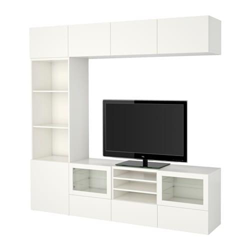 БЕСТО Шкаф для ТВ, комбин/стеклян дверцы - Лаппвикен/Синдвик белый прозрачное стекло, направляющие ящика,нажимные БЕСТО Шкаф для ТВ, комбин/стеклян дверцы - Лаппвикен/Синдвик белый прозрачное стекло, направляющие ящика,нажимные