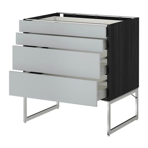 МЕТОД / МАКСИМЕРА Нплн шк 4 фронт/2 низк/2средн ящ - 80x60x60 см, Веддинге серый, под дерево черный
