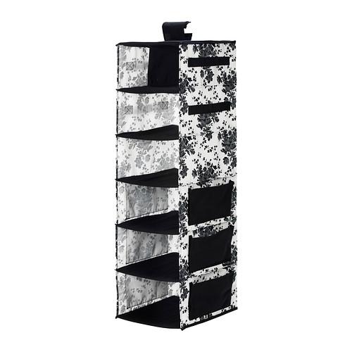 ГАРНИТУР Модуль для хранения/7 отделений - черный/белый цветок