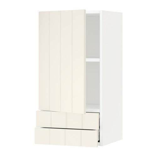 МЕТОД / МАКСИМЕРА Навесной шкаф с дверцей/2 ящика - белый, Хитарп белый с оттенком, 40x80 см