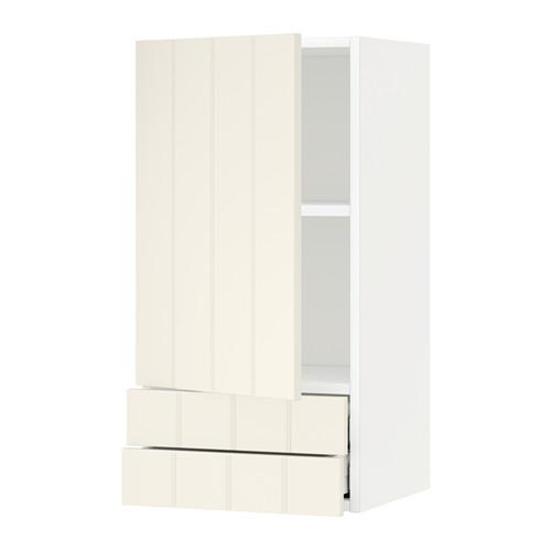 МЕТОД / МАКСИМЕРА Навесной шкаф с дверцей/2 ящика - белый, Хитарп белый с оттенком, 40x80 см