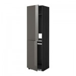 МЕТОД Высок шкаф д холодильн/мороз - 60x60x220 см, Рингульт глянцевый серый, под дерево черный