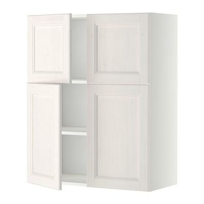 МЕТОД Навесной шкаф с полками/4дверцы - Лаксарби белый, белый