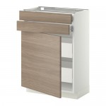 МЕТОД / ФОРВАРА Нплн шк двр/2фрнт/2нзк/2срд ящ - белый, Брокхульт под грецкий орех светло-серый, 60x37 см