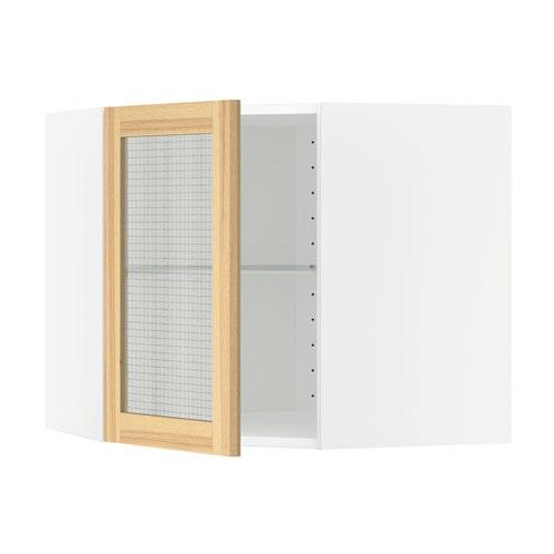 МЕТОД Углов навесн шк с полками/сткл дв - белый, Торхэмн естественный ясень, 68x60 см МЕТОД Углов навесн шк с полками/сткл дв - белый, Торхэмн естественный ясень, 68x60 см