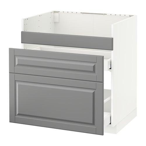 МЕТОД Напол шк д/мойки ХАВСЕН/3фасада/2ящ - белый, Будбин серый, 80x60 см МЕТОД Напол шк д/мойки ХАВСЕН/3фасада/2ящ - белый, Будбин серый, 80x60 см