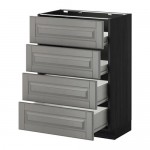 МЕТОД / ФОРВАРА Напольн шкаф 4 фронт панели/4 ящика - под дерево черный, Будбин серый, 60x37 см