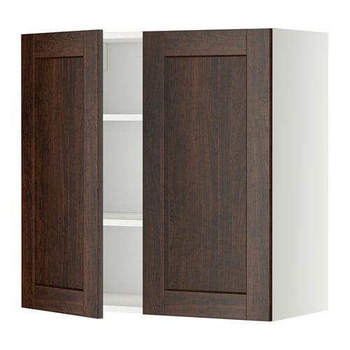 МЕТОД Навесной шкаф с полками/2дверцы - белый, Эдсерум под дерево коричневый, 80x80 см МЕТОД Навесной шкаф с полками/2дверцы - белый, Эдсерум под дерево коричневый, 80x80 см