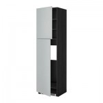 МЕТОД Высокий шкаф д/холодильника/2дверцы - 60x60x220 см, Веддинге серый, под дерево черный