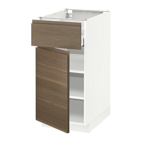 МЕТОД / МАКСИМЕРА Напольный шкаф с ящиком/дверью - белый, Воксторп под грецкий орех, 40x60 см МЕТОД / МАКСИМЕРА Напольный шкаф с ящиком/дверью - белый, Воксторп под грецкий орех, 40x60 см