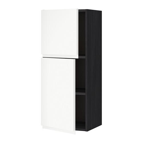 МЕТОД Навесной шкаф с полками/2дверцы - под дерево черный, Воксторп белый, 40x100 см МЕТОД Навесной шкаф с полками/2дверцы - под дерево черный, Воксторп белый, 40x100 см