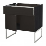 МЕТОД / ФОРВАРА Напол шкаф/полки/ящик/2двери - под дерево черный, Кунгсбакка антрацит