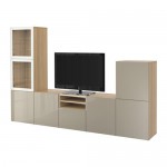 БЕСТО Шкаф для ТВ, комбин/стеклян дверцы - под беленый дуб/Сельсвикен глянцевый/бежевый прозрачное стекло, направляющие ящика,нажимные БЕСТО Шкаф для ТВ, комбин/стеклян дверцы - под беленый дуб/Сельсвикен глянцевый/бежевый прозрачное стекло, направляющие ящика,нажимные