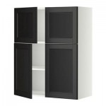 МЕТОД Навесной шкаф с полками/4дверцы - Лаксарби черно-коричневый, белый МЕТОД Навесной шкаф с полками/4дверцы - Лаксарби черно-коричневый, белый