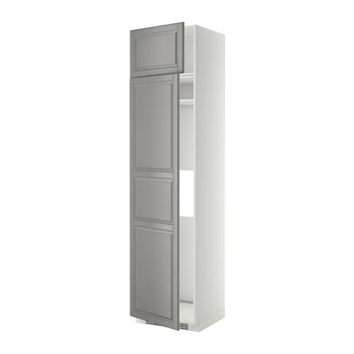 МЕТОД Выс шкаф д/холодильн или морозильн - белый, Будбин серый, 60x60x240 см