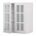 ФАКТУМ Навесной шкаф с 2 стеклянн дверями - Лидинго белый с оттенком, 80x92 см
