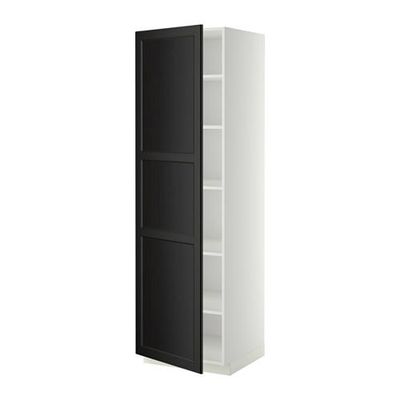 МЕТОД Высок шкаф с полками - 60x60x200 см, Лаксарби черно-коричневый, белый