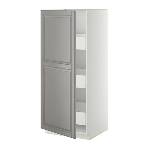 МЕТОД / ФОРВАРА Высокий шкаф с ящиками - Будбин серый, белый МЕТОД / ФОРВАРА Высокий шкаф с ящиками - Будбин серый, белый