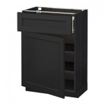 МЕТОД / ФОРВАРА Напольный шкаф с ящиком/дверью - 60x37 см, Лаксарби черно-коричневый, под дерево черный МЕТОД / ФОРВАРА Напольный шкаф с ящиком/дверью - 60x37 см, Лаксарби черно-коричневый, под дерево черный