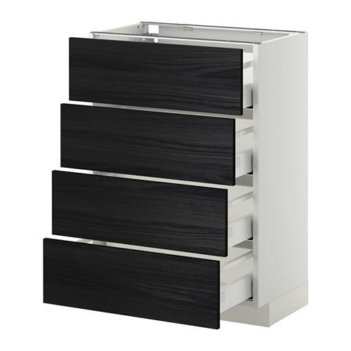 МЕТОД / МАКСИМЕРА Напольн шкаф 4 фронт панели/4 ящика - белый, Тингсрид под дерево черный, 60x37 см МЕТОД / МАКСИМЕРА Напольн шкаф 4 фронт панели/4 ящика - белый, Тингсрид под дерево черный, 60x37 см