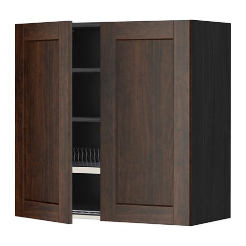 МЕТОД Навесной шкаф с посуд суш/2 дврц - под дерево черный, Эдсерум под дерево коричневый, 80x80 см МЕТОД Навесной шкаф с посуд суш/2 дврц - под дерево черный, Эдсерум под дерево коричневый, 80x80 см